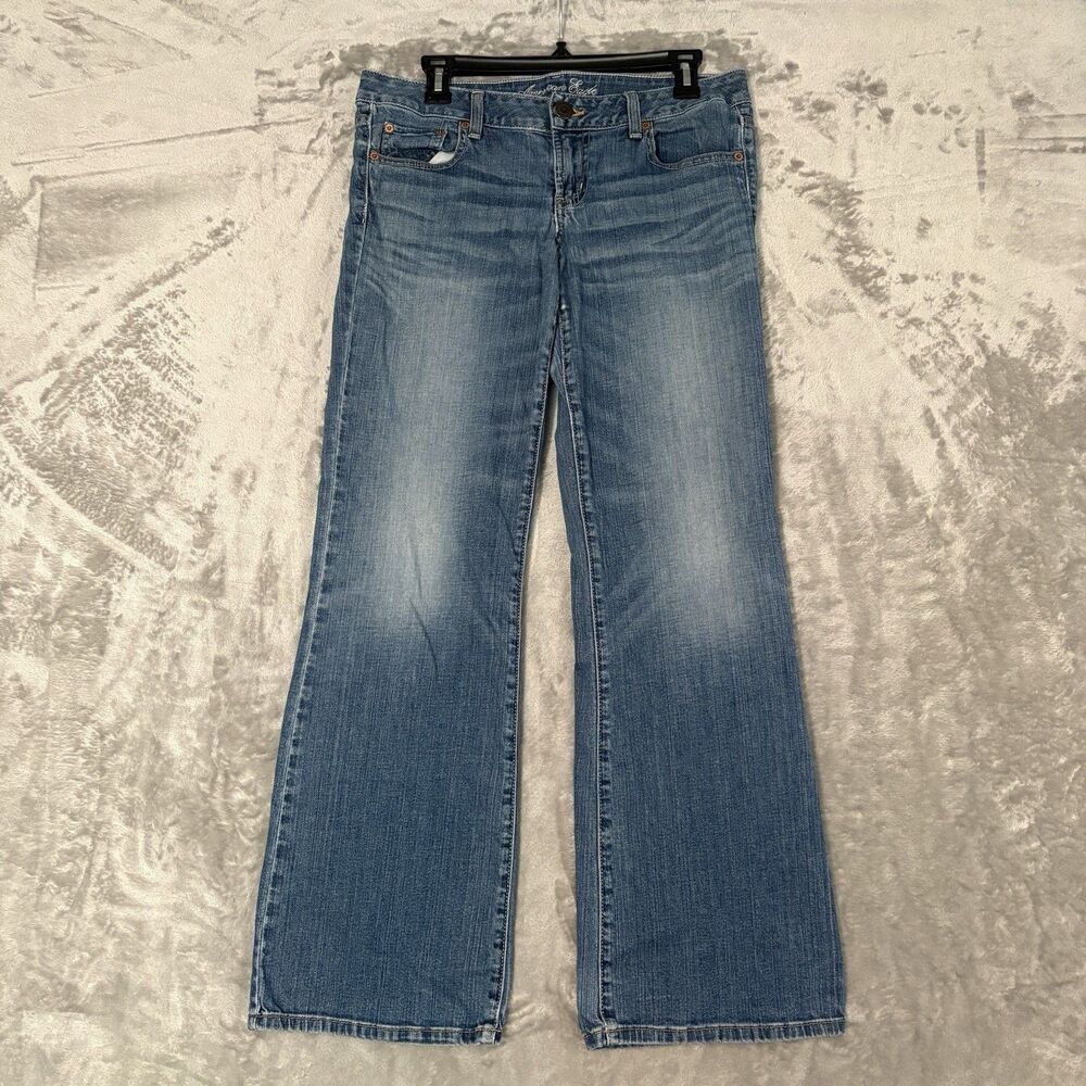 American Eagle Jeans Womens 10 Reg Blue Favorite Boyfriend Boot Cut Western Boho
